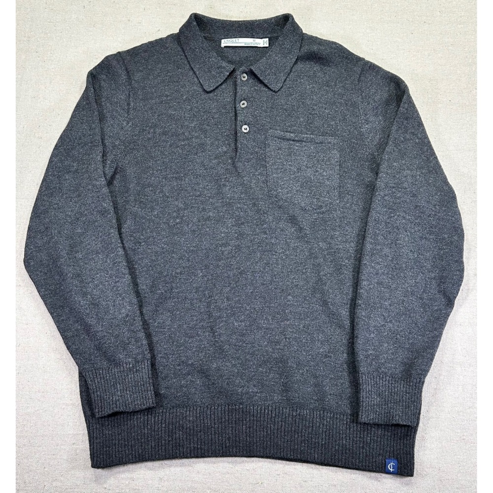 Criquet Men's Medium Baby Alpaca Henley Sweater Log Sleeve Golf Polo
